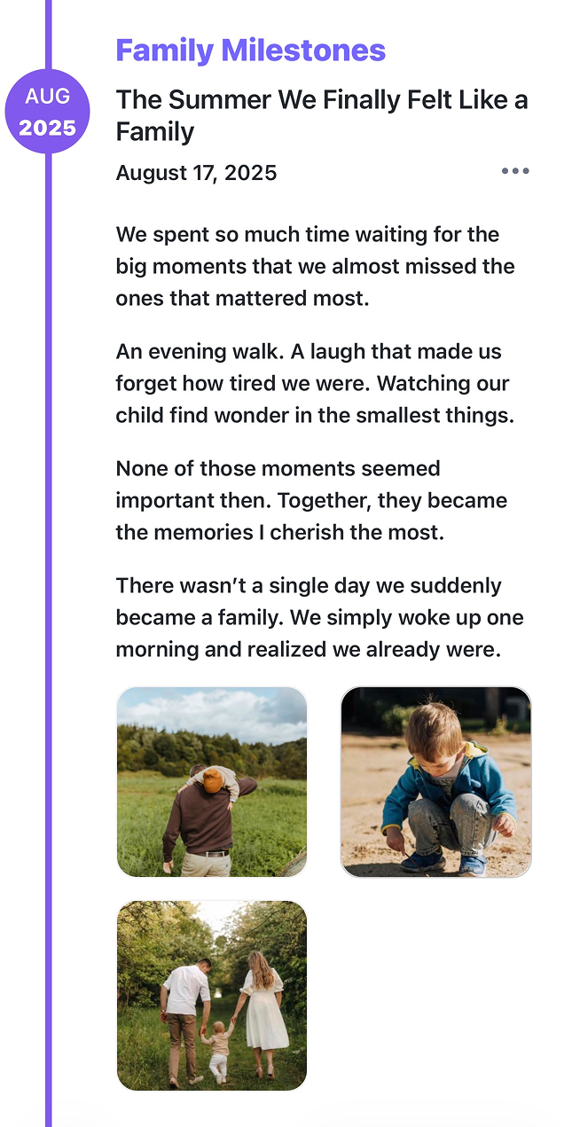 Your Story — a published bio milestone